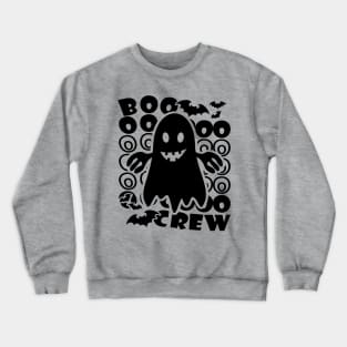 Boo Crew Halloween Ghost Text Black Crewneck Sweatshirt